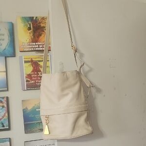 Sharif Cream Shoulder Bag with Gold Accent